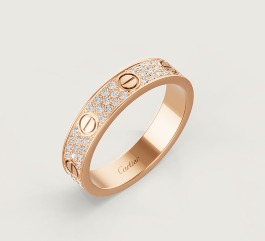 [Glimmer]LOVE RING 4mm-wide full-diamond ring Glimmer Gold