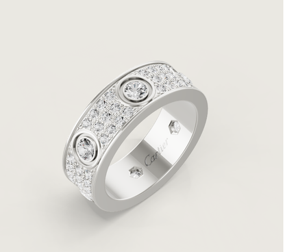 [Glimmer]LOVE RING 6.5MM フルダイヤモンド、6大粒ダイヤモンド シルバー