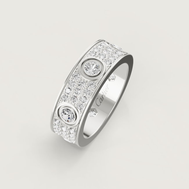 [Glimmer]LOVE RING 6.5MM フルダイヤモンド、6大粒ダイヤモンド シルバー