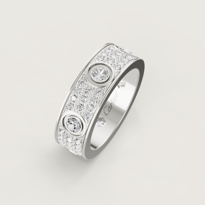 [Glimmer]LOVE RING 6.5MM フルダイヤモンド、6大粒ダイヤモンド シルバー
