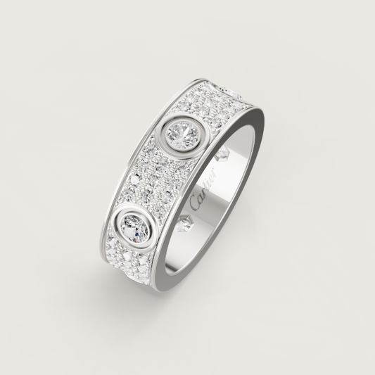 [Glimmer]LOVE RING 6.5MM Full Diamond, 6 Major Diamonds Silver