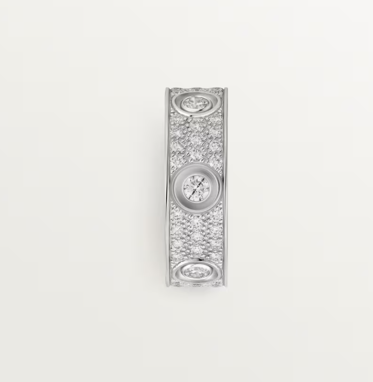 [Glimmer]LOVE RING 6.5MM フルダイヤモンド、6大粒ダイヤモンド シルバー