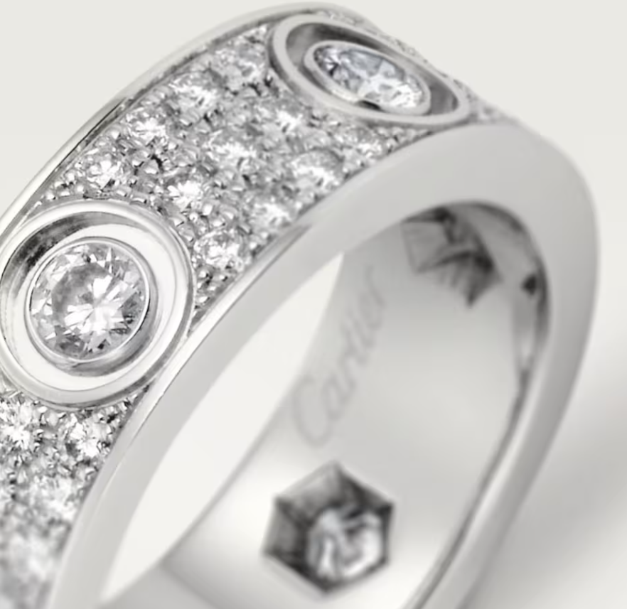 [Glimmer]LOVE RING 6.5MM フルダイヤモンド、6大粒ダイヤモンド シルバー