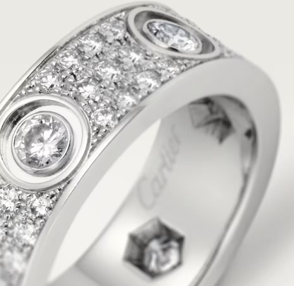 [Glimmer]LOVE RING 6.5MM フルダイヤモンド、6大粒ダイヤモンド シルバー