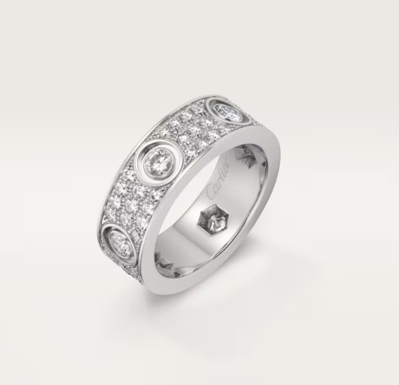 [Glimmer]LOVE RING 6.5MM フルダイヤモンド、6大粒ダイヤモンド シルバー