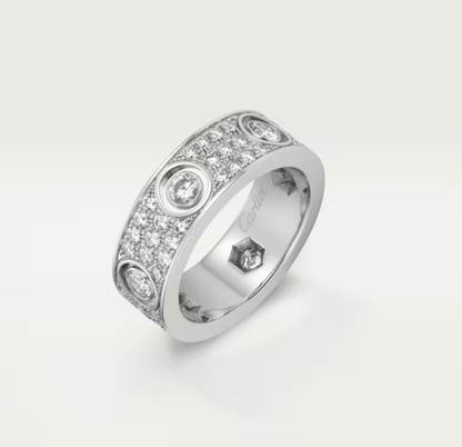 [Glimmer]LOVE RING 6.5MM フルダイヤモンド、6大粒ダイヤモンド シルバー