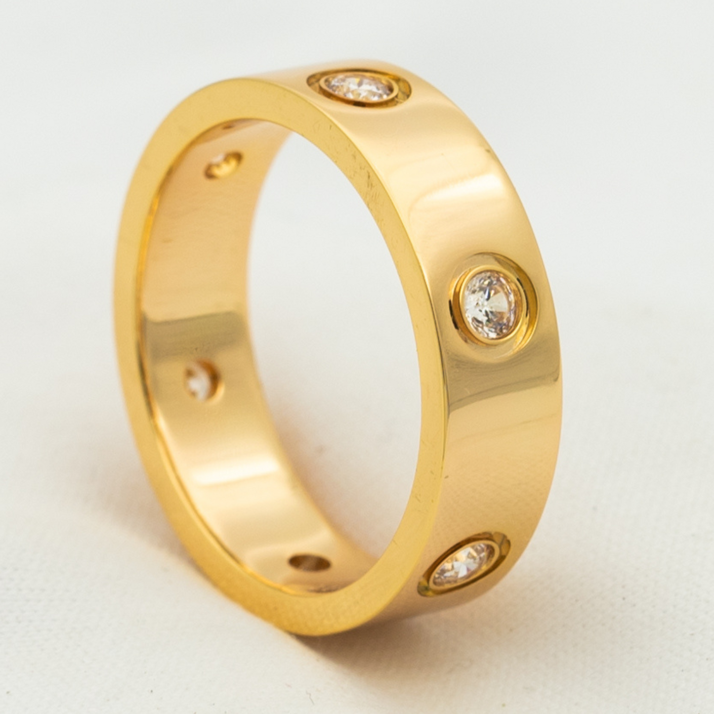 [Glimmer]LOVE RING 5.5MM 6 DIAMONDS PINK GOLD