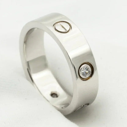[Glimmer]LOVE RING 5.5MM 3 DIAMONDS SILVER