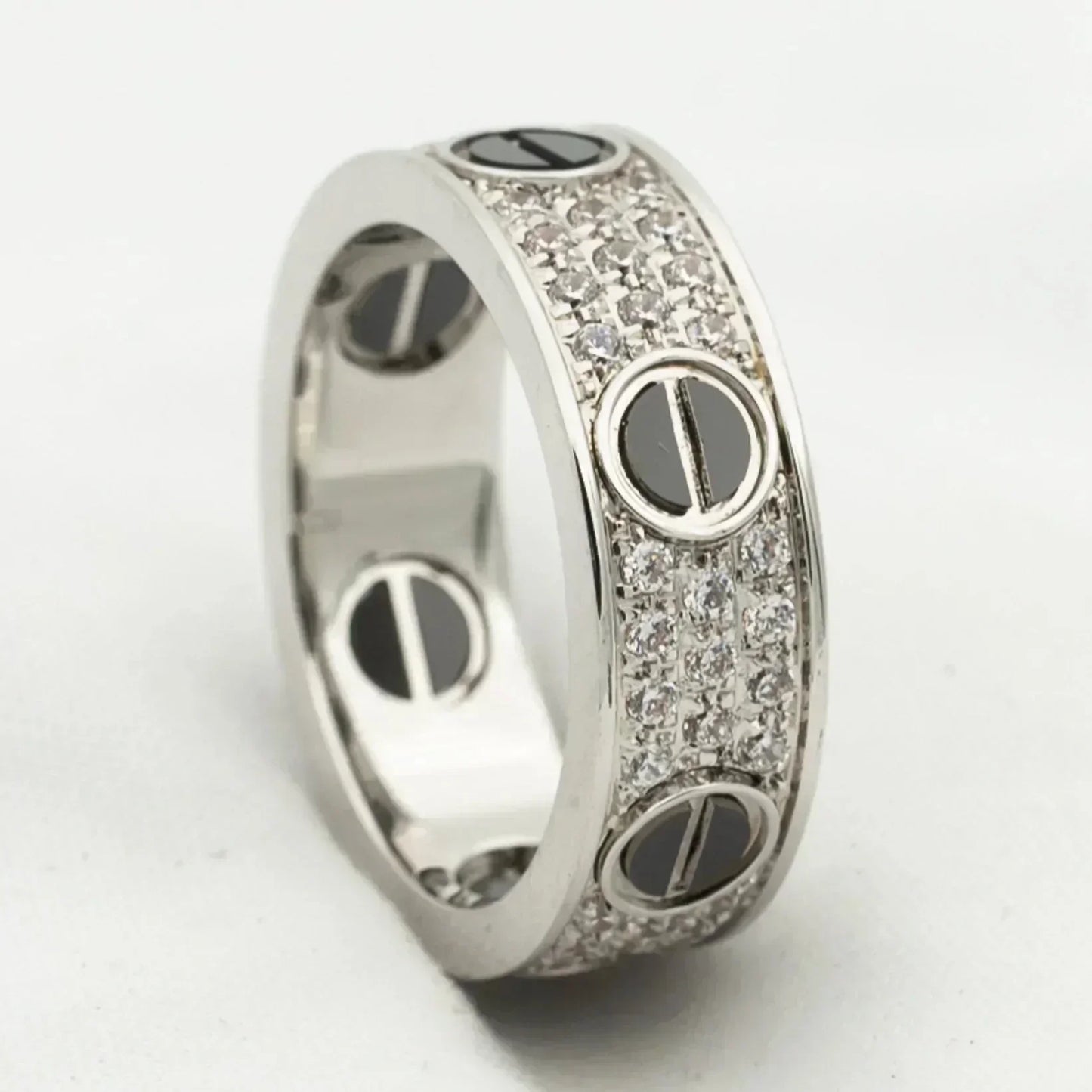 [Glimmer]LOVE RING 5.5MM DIAMONDS PAVED CERAMIC