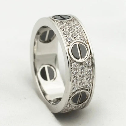 [Glimmer]LOVE RING 5.5MM DIAMONDS PAVED CERAMIC