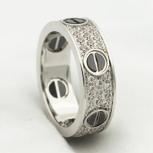 [Glimmer]LOVE RING 5.5MM DIAMONDS PAVED CERAMIC