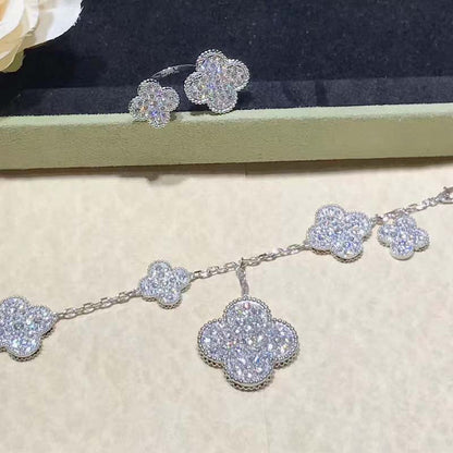 [Glimmer]クローバー 6モチーフ シルバーダイヤモンドブレスレット