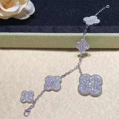 [Glimmer]クローバー 6モチーフ シルバーダイヤモンドブレスレット