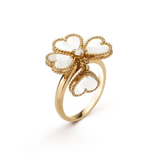 [Glimmer]SWEET CLOVER WHITE MOP RING