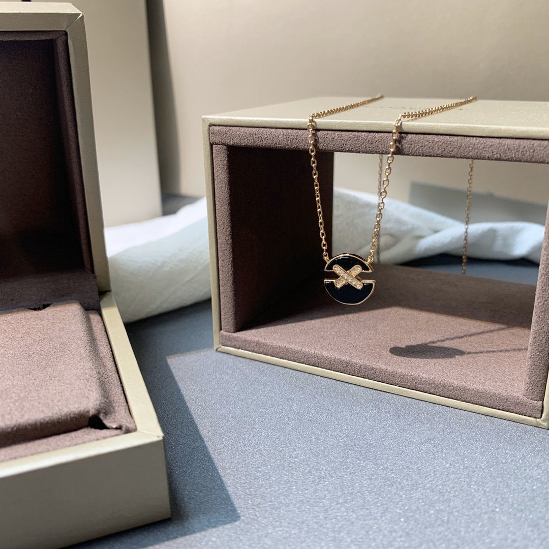 [Glimmer]JEUX DE PINK GOLD DIAMOND NECKLACE