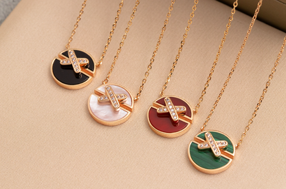 [Glimmer]JEUX DE PINK GOLD DIAMOND NECKLACE