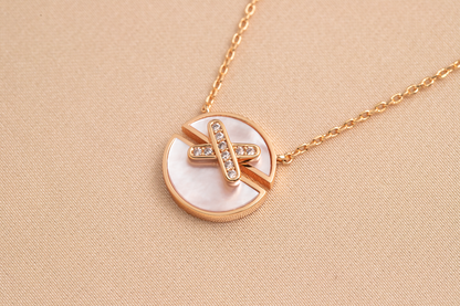 [Glimmer]JEUX DE PINK GOLD DIAMOND NECKLACE