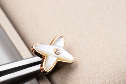 [Glimmer]JEUX DE WHITE MOP PINK GOLD DIAMOND EARRINGS