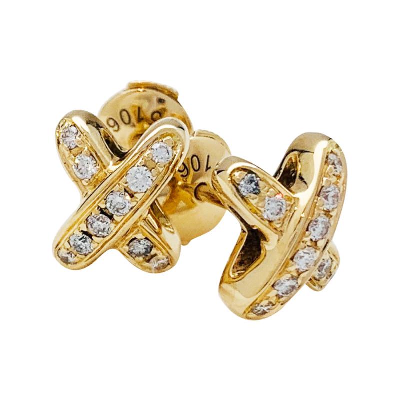 [Glimmer]JEUX DE GOLD DIAMOND EARRINGS