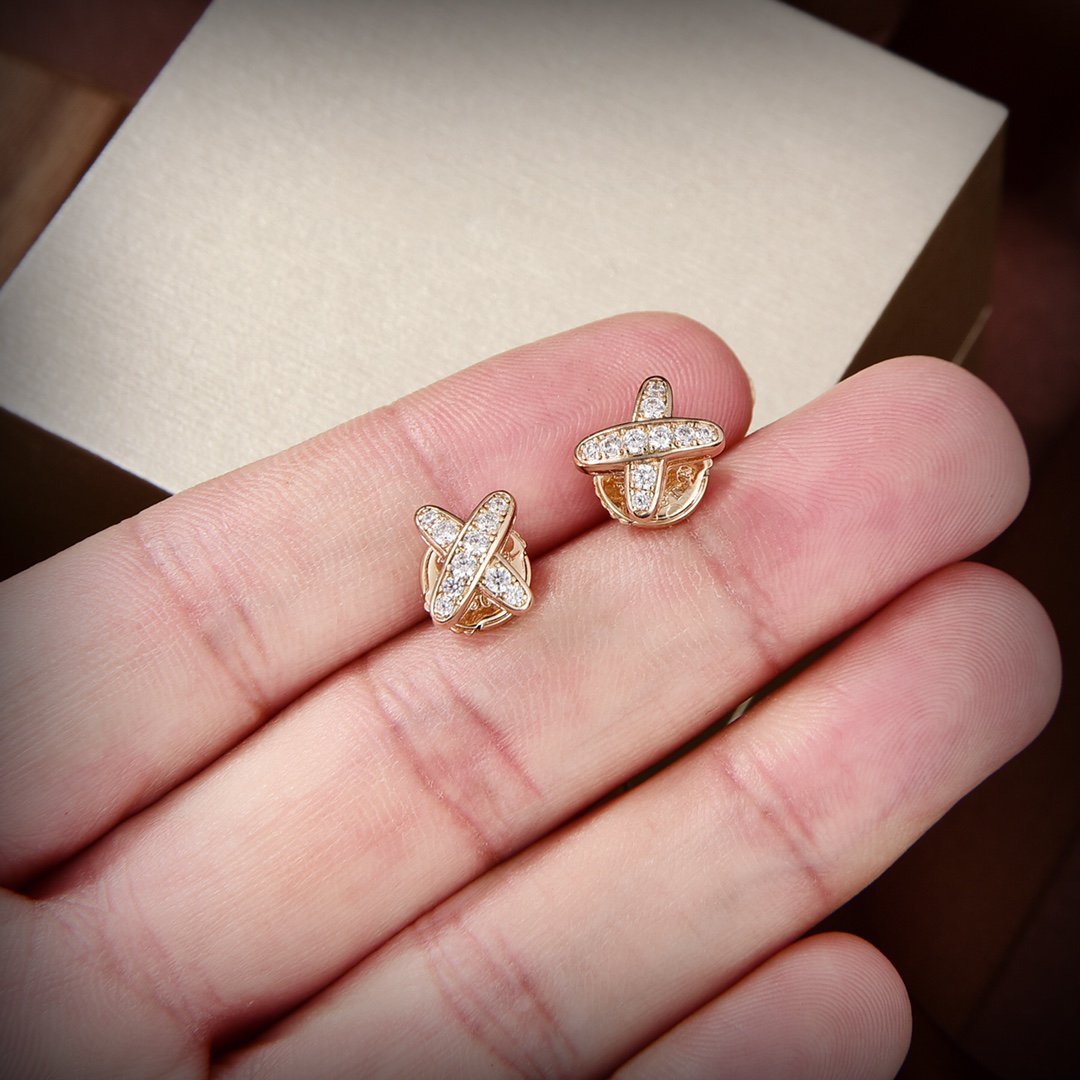 [Glimmer]JEUX DE GOLD DIAMOND EARRINGS