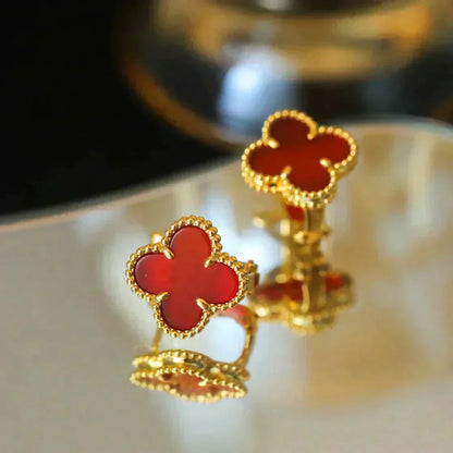 [Glimmer]CLOVER MEDIUM 1 MOTIFS CARNELIAN  EARRINGS