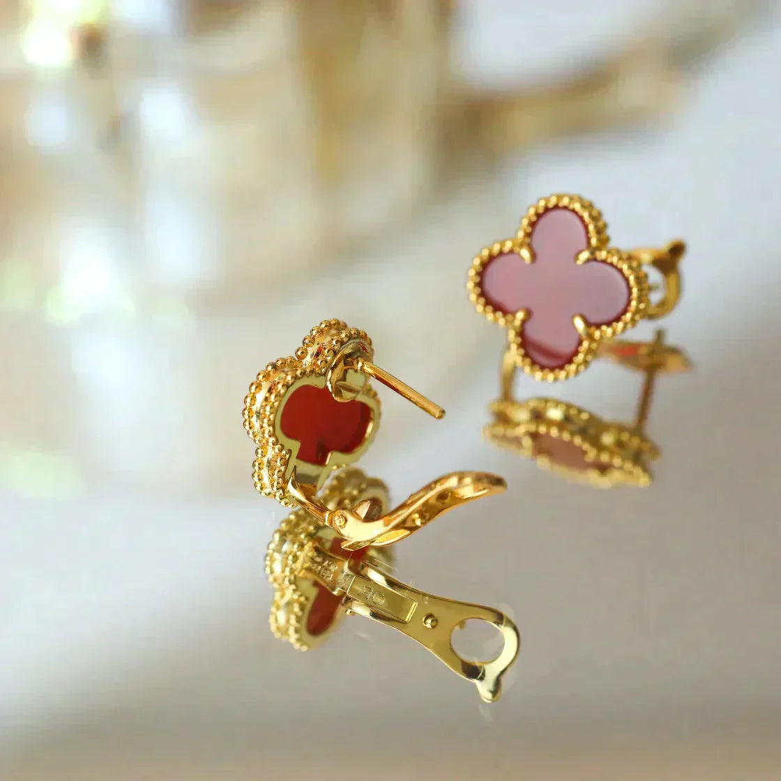 [Glimmer]CLOVER MEDIUM 1 MOTIFS CARNELIAN  EARRINGS