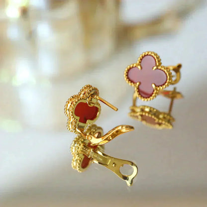 [Glimmer]CLOVER MEDIUM 1 MOTIFS CARNELIAN  EARRINGS