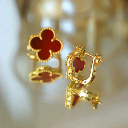 [Glimmer]CLOVER MEDIUM 1 MOTIFS CARNELIAN  EARRINGS