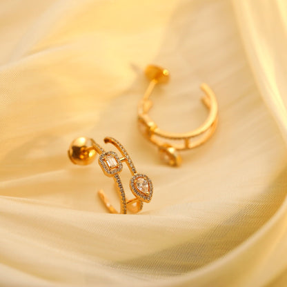 [Glimmer]CREOLES MY TWIN 2 RANGS SILVER DIAMOND EARRINGS