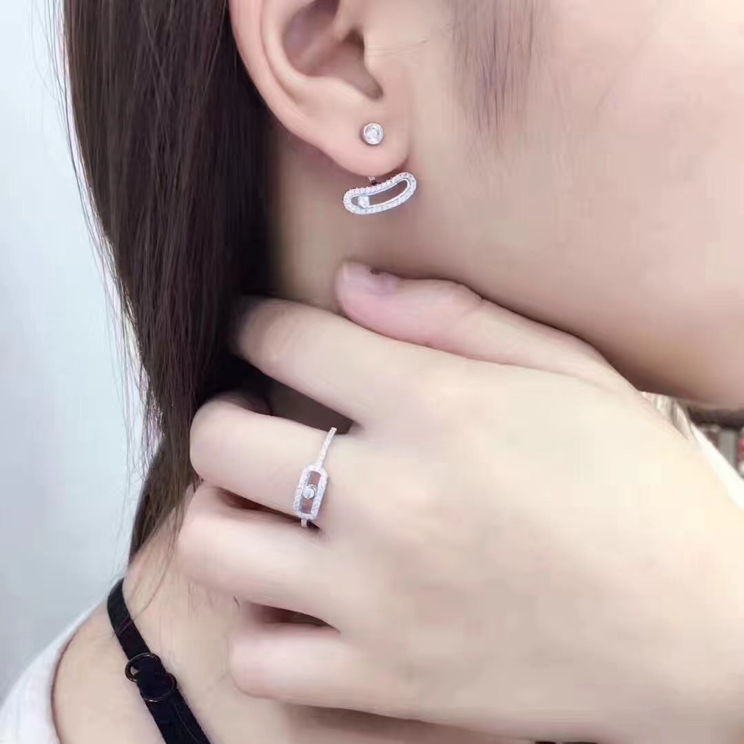 [Glimmer]MOVE UNO SILVER DIAMOND EARRINGS