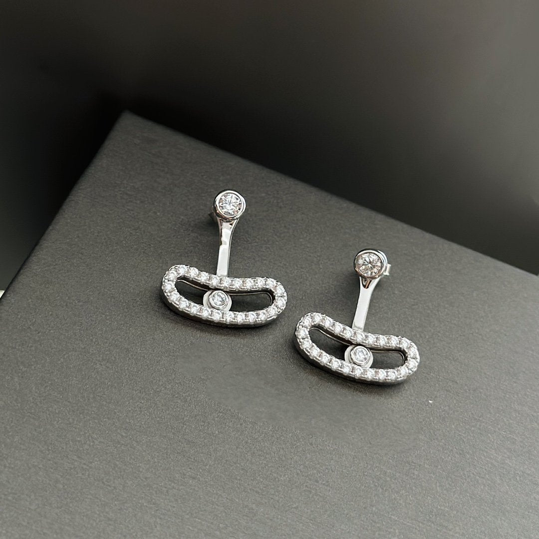 [Glimmer]MOVE UNO SILVER DIAMOND EARRINGS