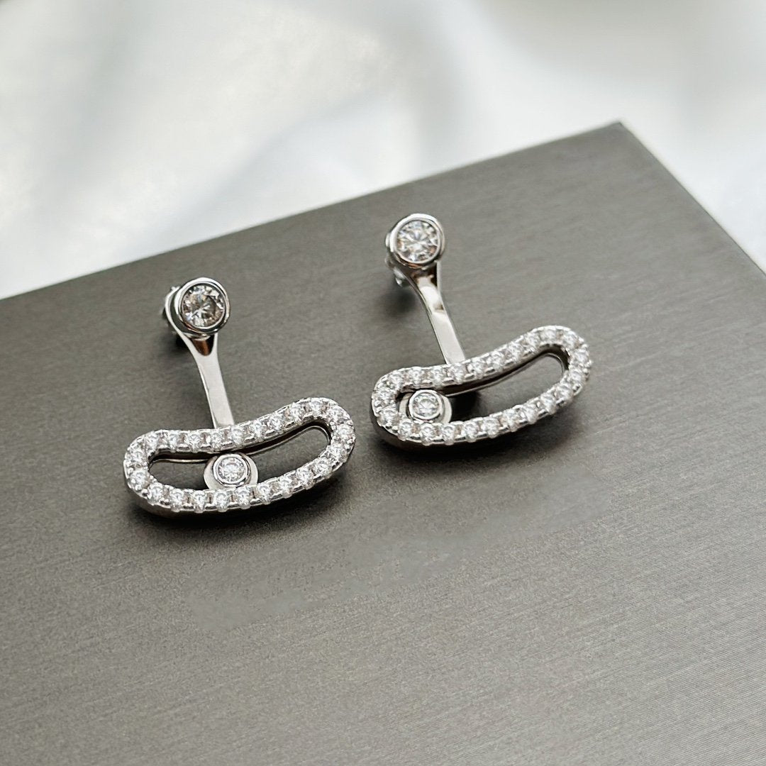 [Glimmer]MOVE UNO SILVER DIAMOND EARRINGS