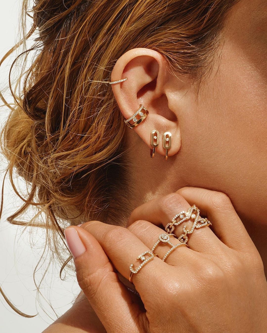 [Glimmer]CREOLES MOVE UNO MINI 1 DIAMOND EARRINGS