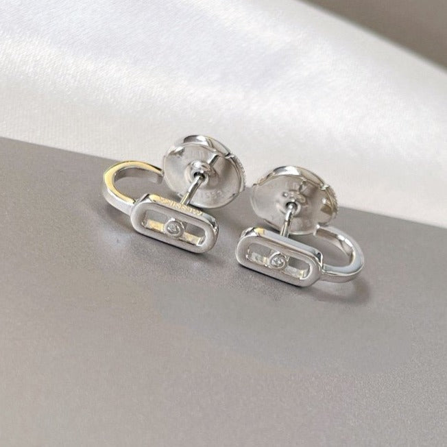 [Glimmer]CREOLES MOVE UNO MINI 1 DIAMOND EARRINGS