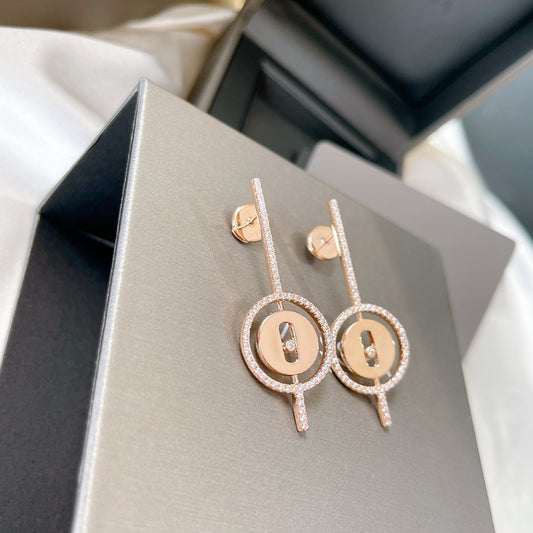 [Glimmer]Demo MOVE ARROW PINK GOLD DIAMOND EARRINGS