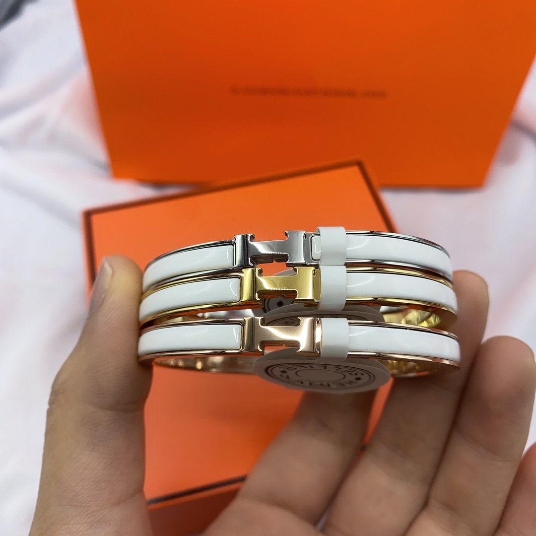 [Glimmer]CLASSIC HM CLIC WHITE 8MM ENAMEL BRACELET