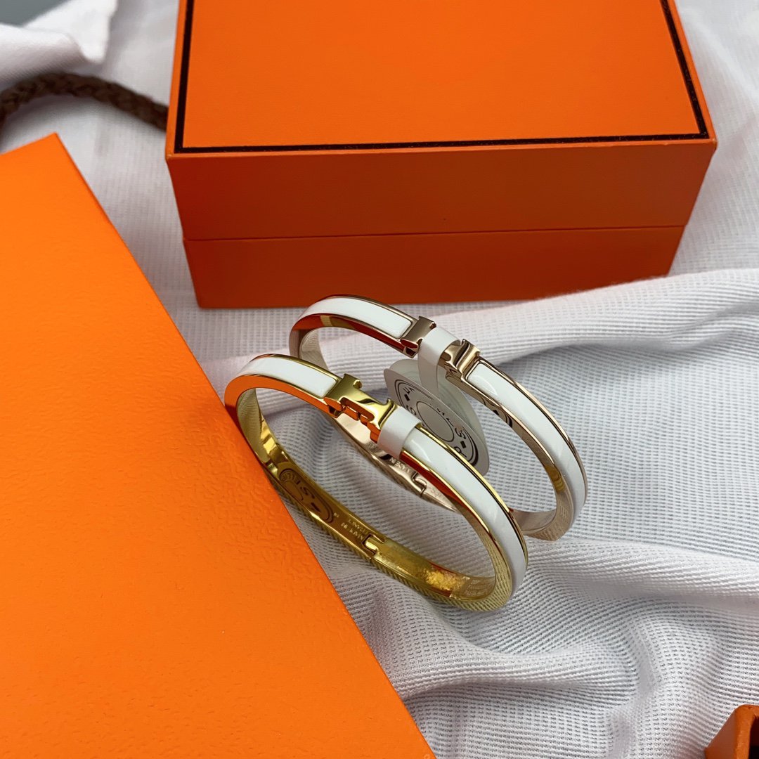 [Glimmer]CLASSIC HM CLIC WHITE 8MM ENAMEL BRACELET