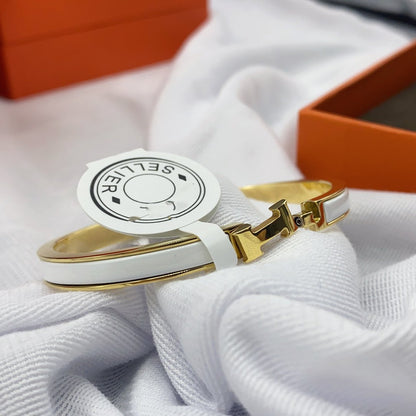 [Glimmer]CLASSIC HM CLIC WHITE 8MM ENAMEL BRACELET