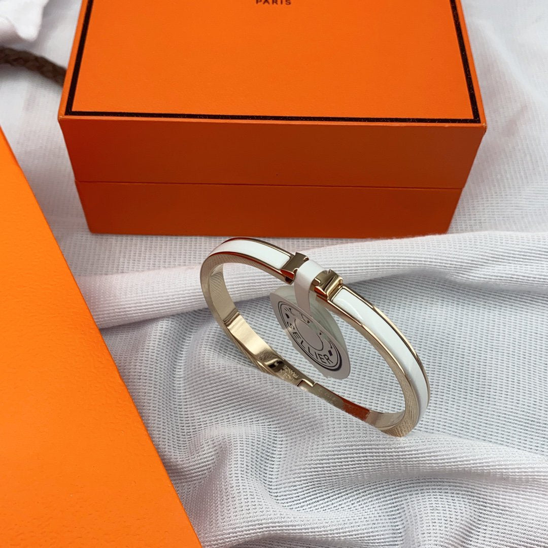 [Glimmer]CLASSIC HM CLIC WHITE 8MM ENAMEL BRACELET