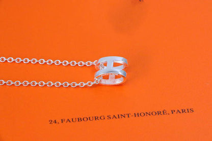 [Glimmer]HM NECKLACE H LETTER OVAL SERIES