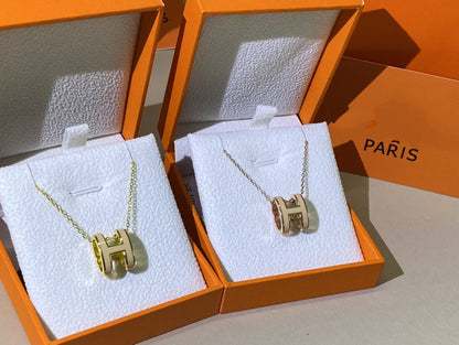 [Glimmer]HM CLIC YELLOW ENAMEL GOLD NECKLACE