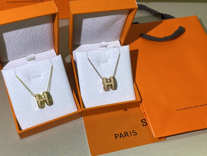 [Glimmer]HM CLIC YELLOW ENAMEL GOLD NECKLACE