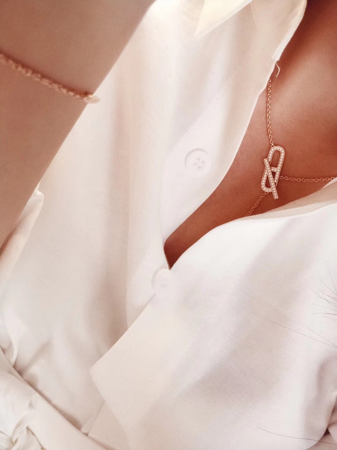 [Glimmer]HM FIRE PIG NOSE NECKLACE TRENDY STREET