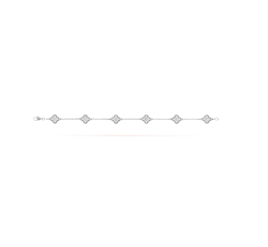 [Glimmer]CLOVER 6 MOTIF SILVER DIAMOND BRACELET