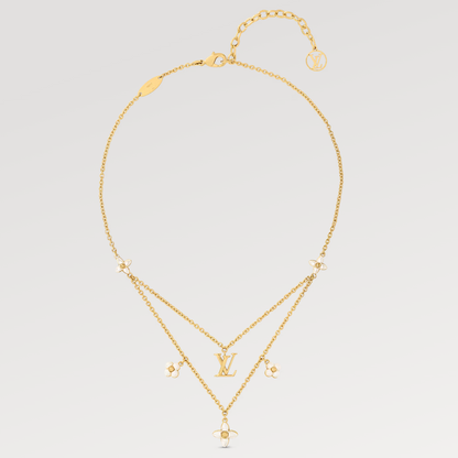 [Glimmer]FLOWERGRAM GOLD MOP DOUBLE ROW NECKLACE