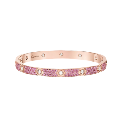 [Glimmer]2026 PAVE GEMSTONE LOVE BRACELET 6.1MM 10 DIAMONDS