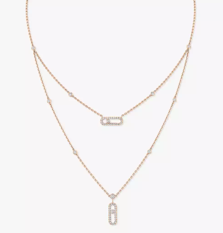 [Glimmer]MS Double-Circle Full-Diamond Necklace