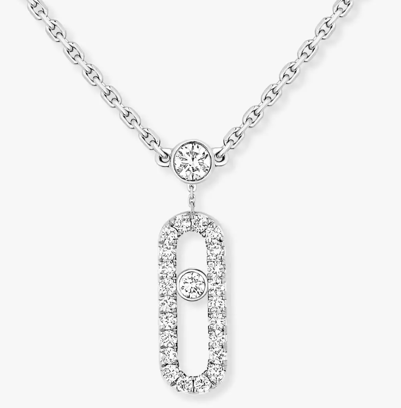 [Glimmer]MS Double-Circle Full-Diamond Necklace