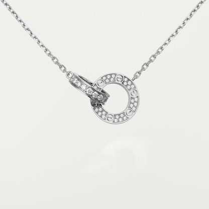 [Glimmer]LOVE 7.6MM NECKLACE Glimmer GOLD AND SILVER  FULL DIAMOND