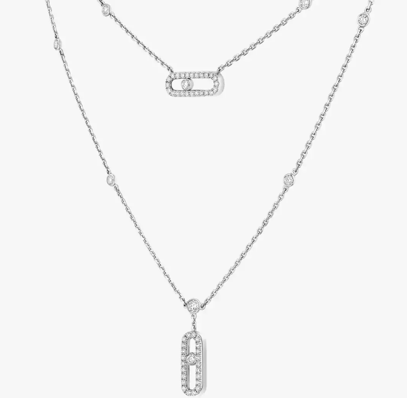 [Glimmer]MS Double-Circle Full-Diamond Necklace